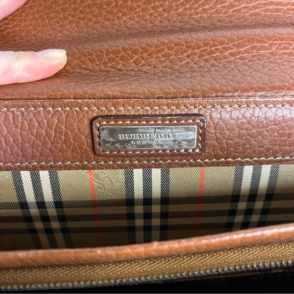 Vintage Burberry Leather Briefcase Nova Check Lock Key COA Business Work Office - Picture 10 of 16